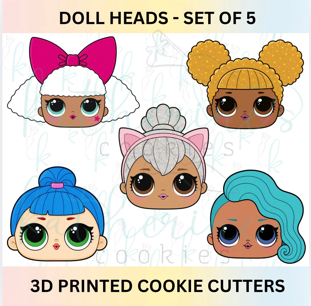 Doll Heads - Set of 5 Cookie Cutters
