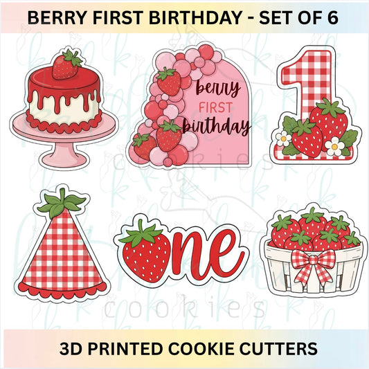 Berry First Birthday - Set of 6 Cookie Cutters