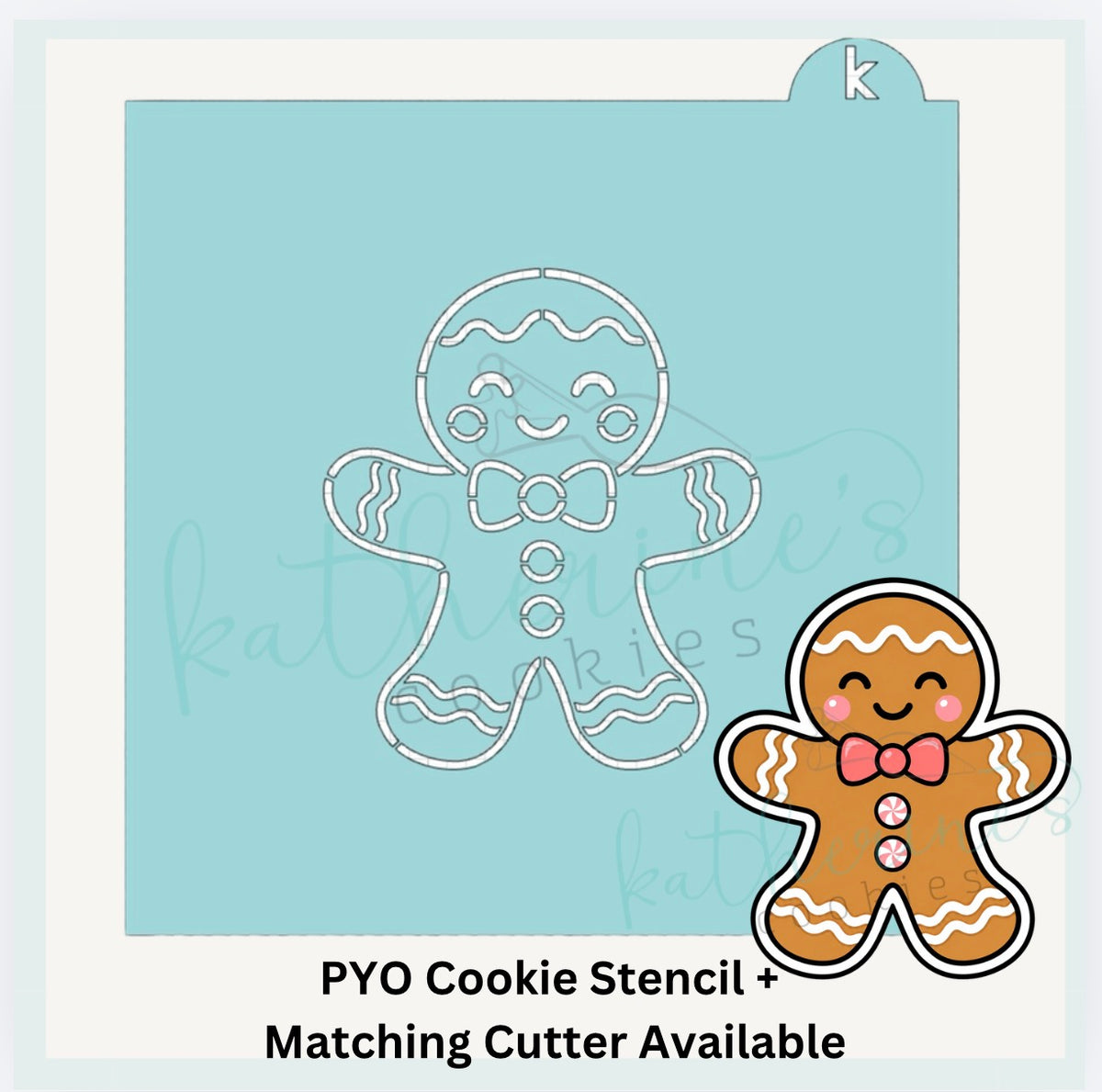 Gingerbread Man PYO Cookie Stencil + Optional Matching Cookie Cutter