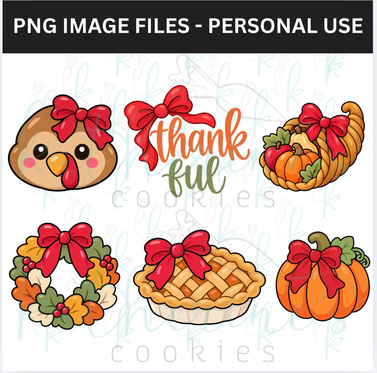 Coquette Thanksgiving PNG Images - set of 6 images