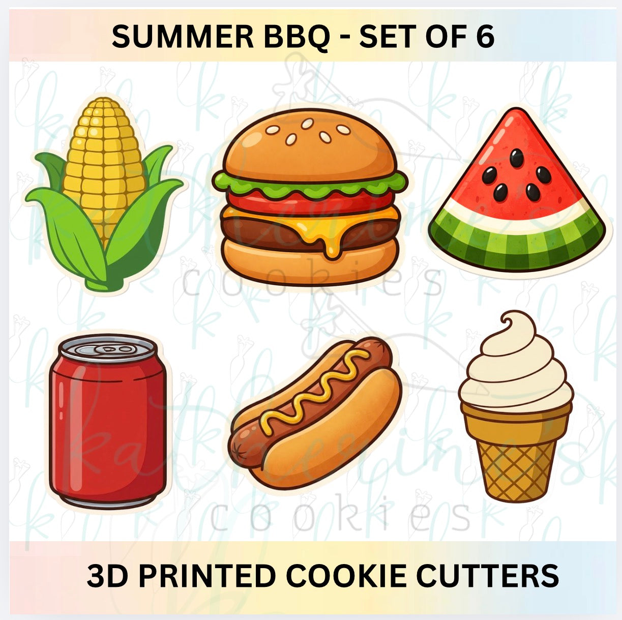 Summer BBQ - Set of 6 3D Printed Cookie Cutters