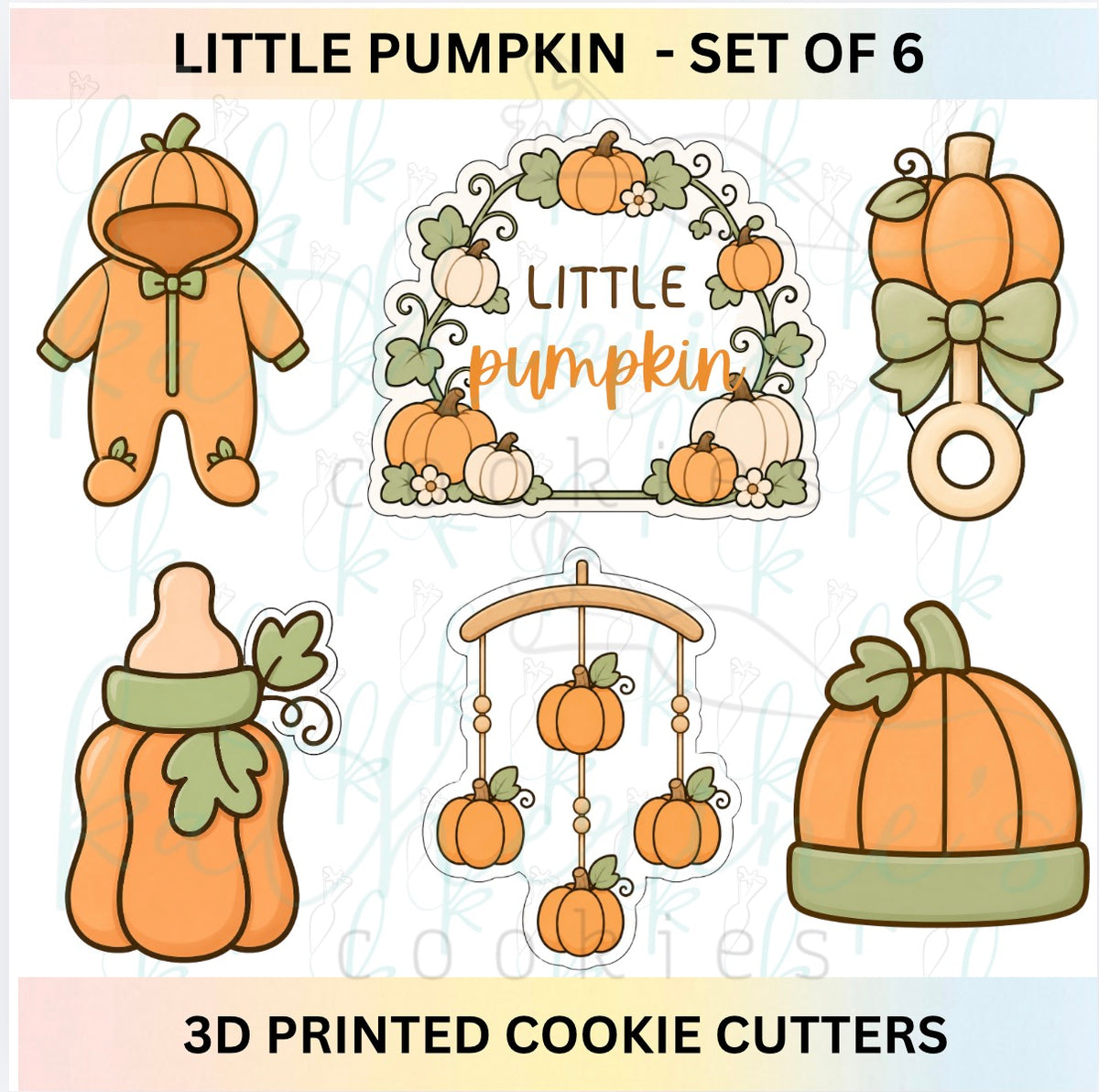 Little Pumpkin Baby Shower Set of 6 Cookie Cutters