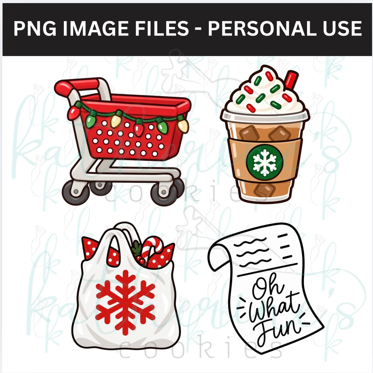 Christmas Shopping - set of 4 PNG Images