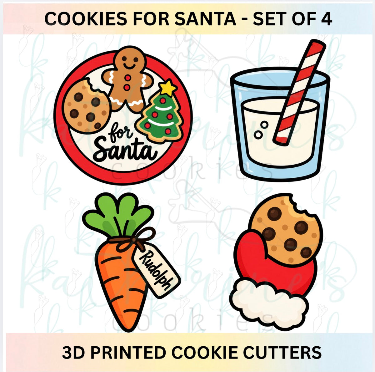 Cookies for Santa - Set of 4 3D Printed Cookie Cutters