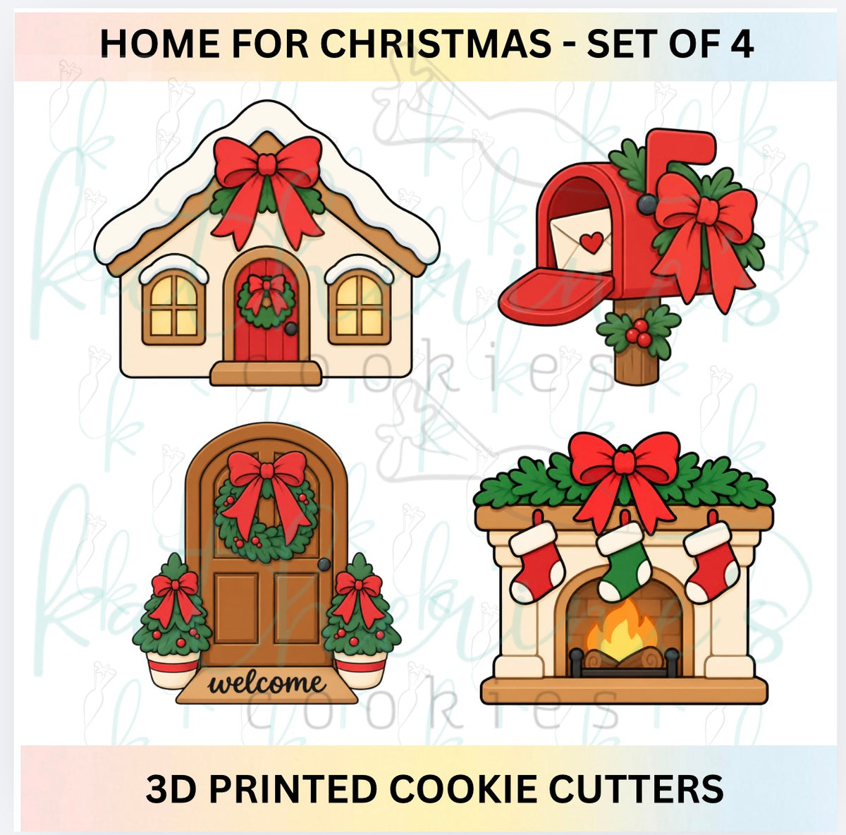 Home for Christmas - Set of 4 3D Printed Cookie Cutters