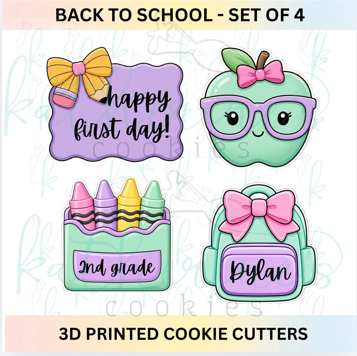 Back to School Cookie Cutter Set of 4 Cookie Cutters