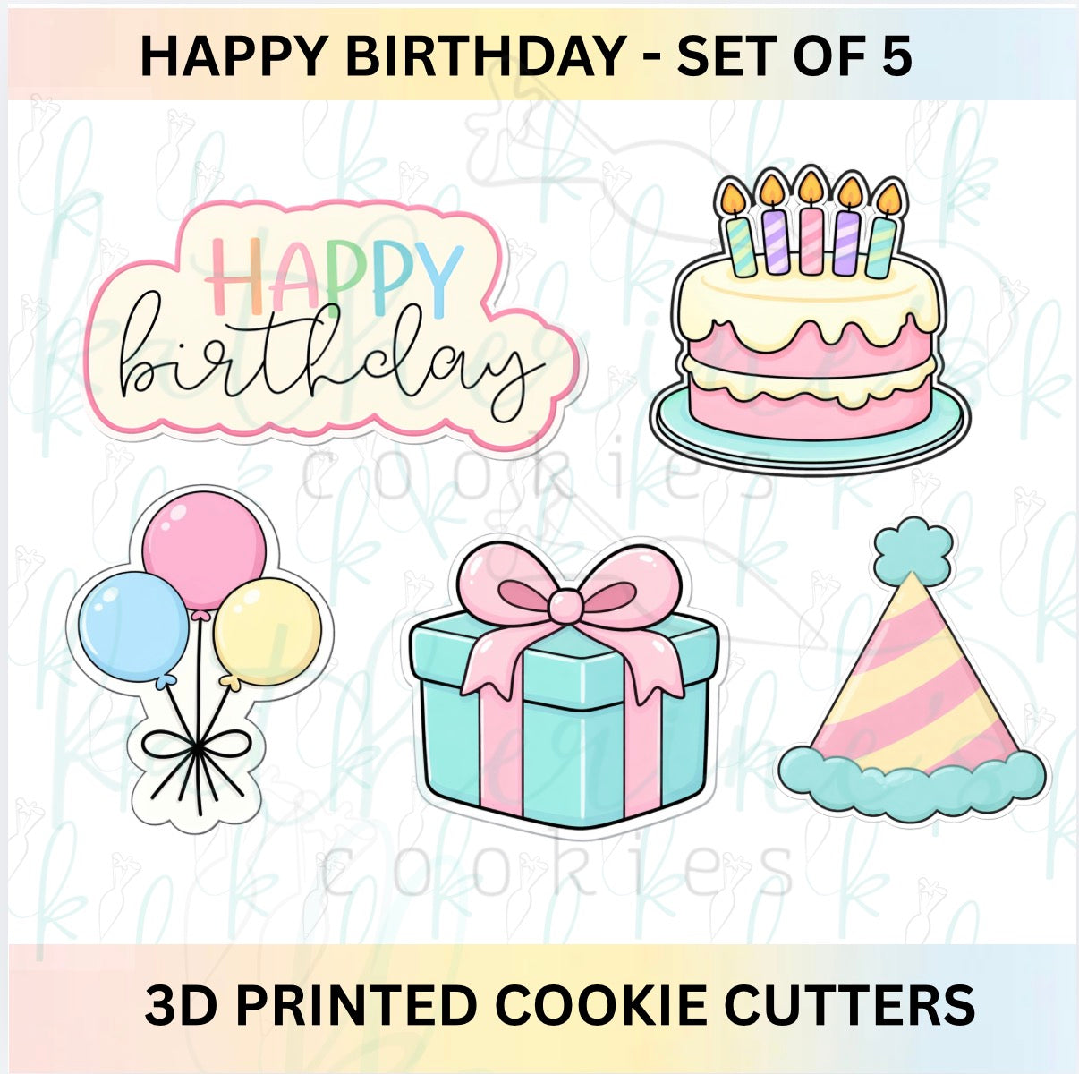 Happy Birthday Set of 5 Cookie Cutters