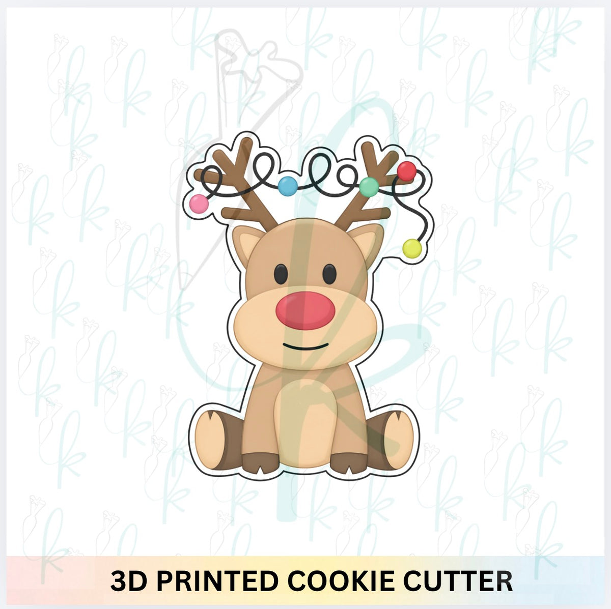 Sitting Reindeer Cookie Cutter, 3D Printed PLA