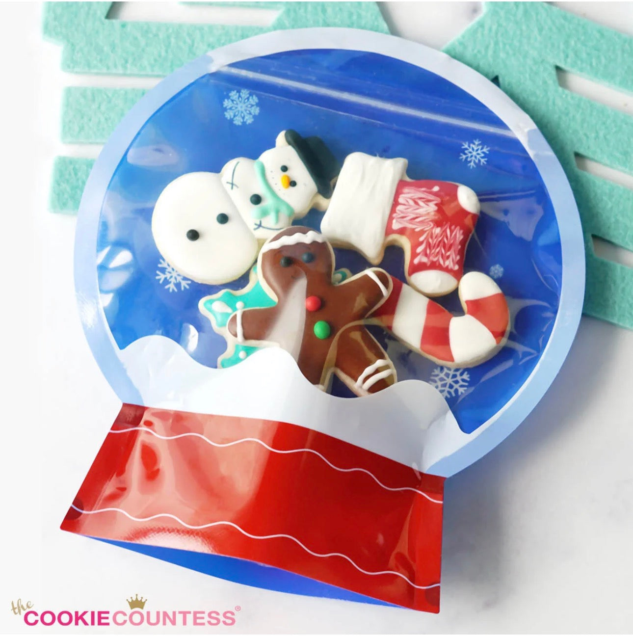 Snow Globe Cookie Bag | Cookie Countess Cookie Packaging Bags | Set of 10 Bags