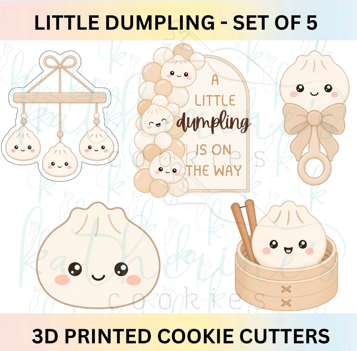 Little Dumpling Baby Shower Set of 5 Cookie Cutters