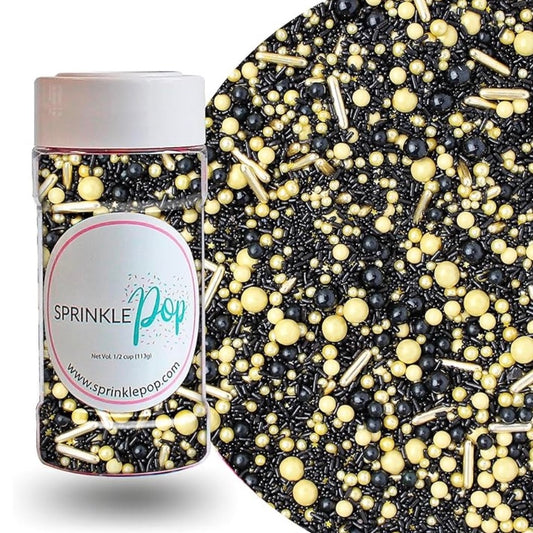 Sprinkle Pop Black and Gold Sprinkle Mix, 4 oz
