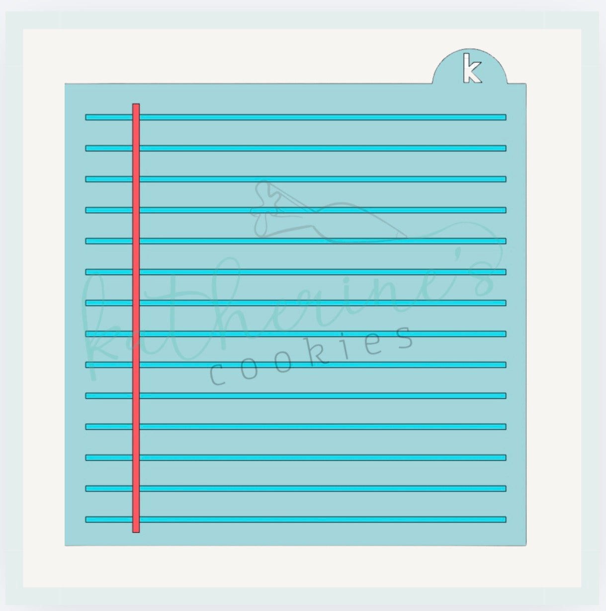 Lined Notebook Paper Two Piece Cookie Stencil
