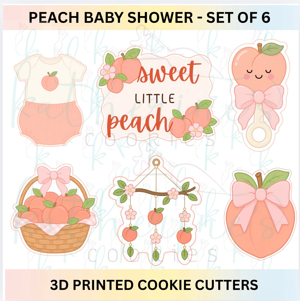Peach Baby Shower - Set of 6 Cookie Cutters