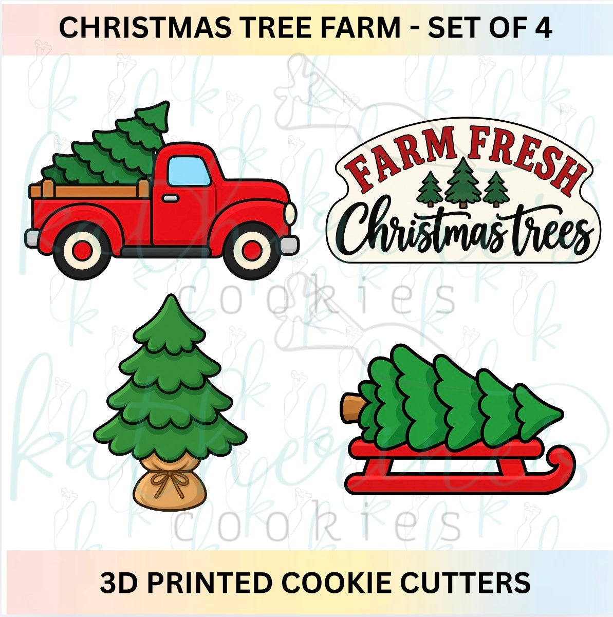 Christmas Tree Farm - Set of 4 3D Printed Cookie Cutters