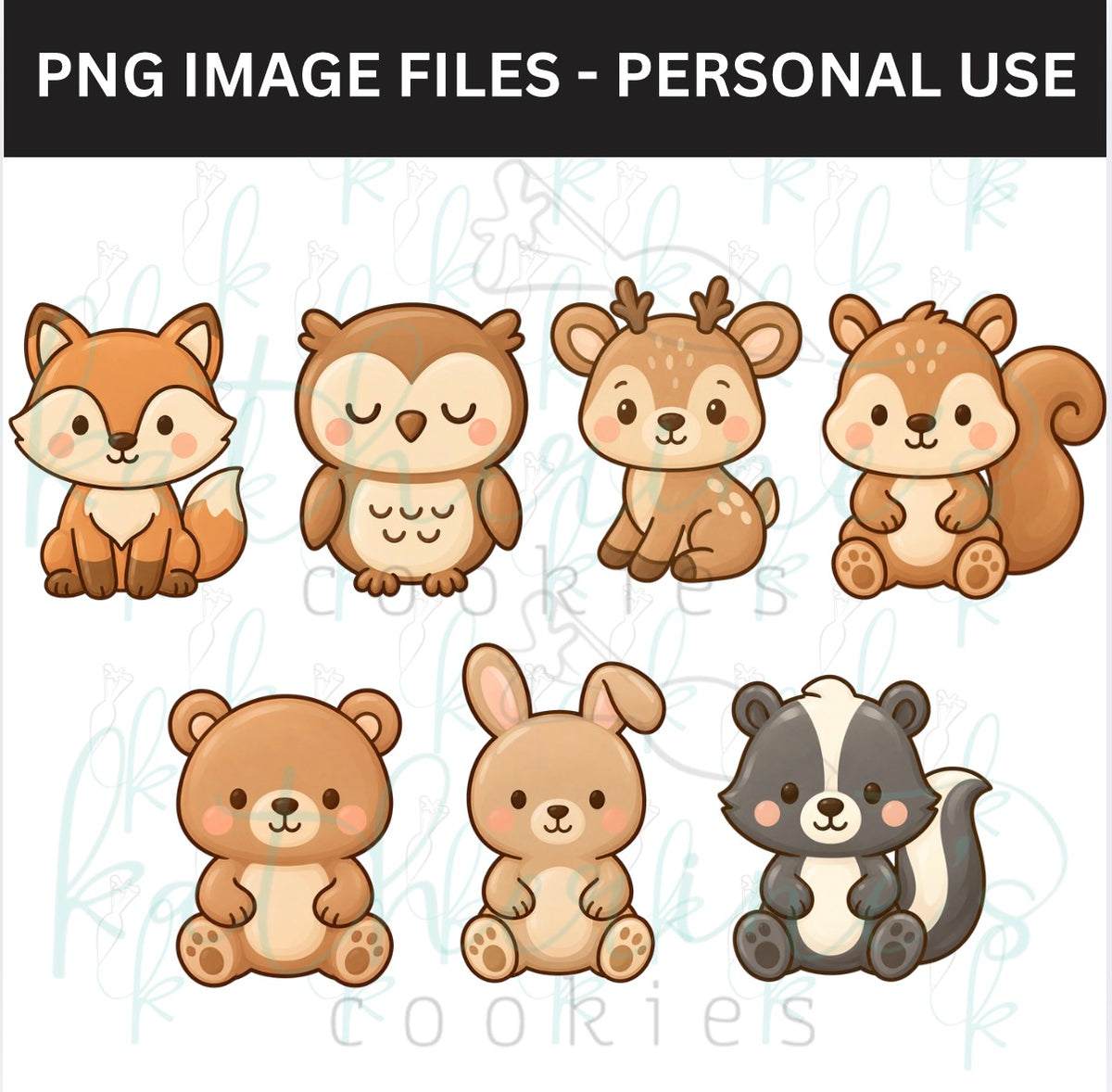 Woodland Animals PNG Images - set of 7 images