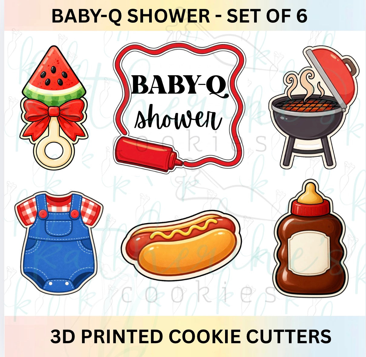 Baby-Q Baby Shower - Set of 6 3D Printed Cookie Cutters