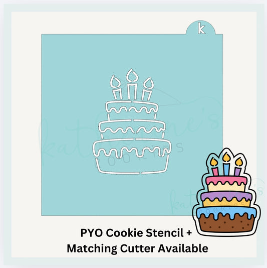 Birthday Cake PYO Cookie Stencil + Optional Matching Cookie Cutter