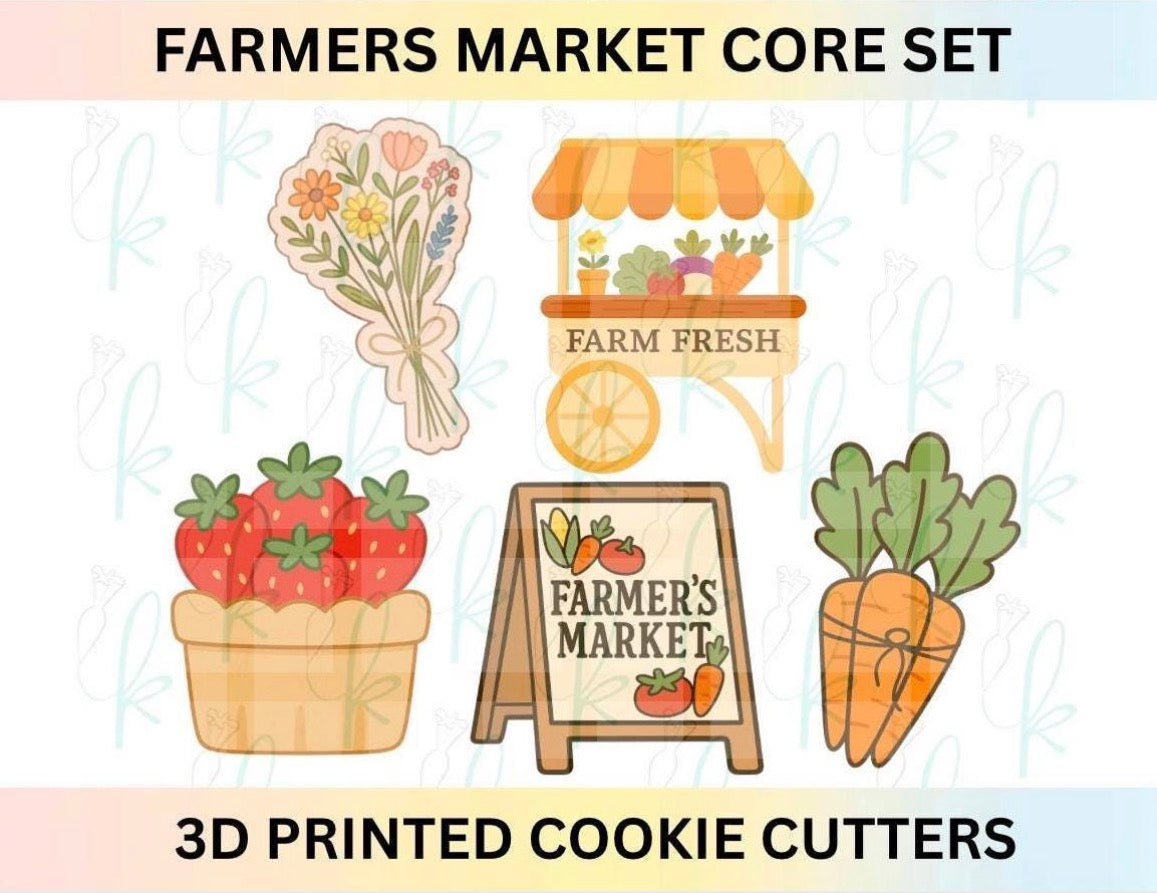 Farmers Market - Set of 5 3D Printed Cookie Cutters
