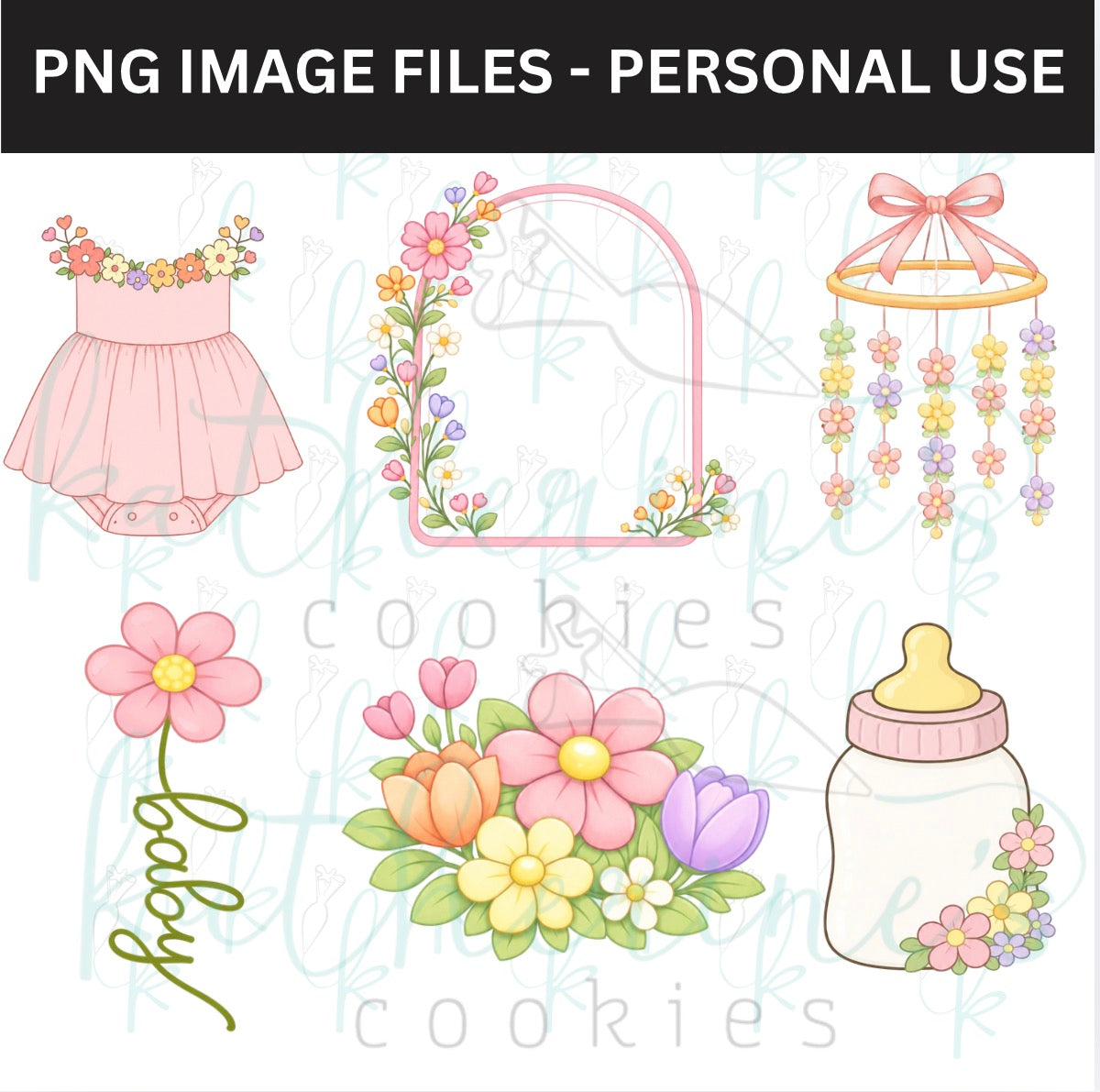 Baby In Bloom PNG Images - set of 6 images