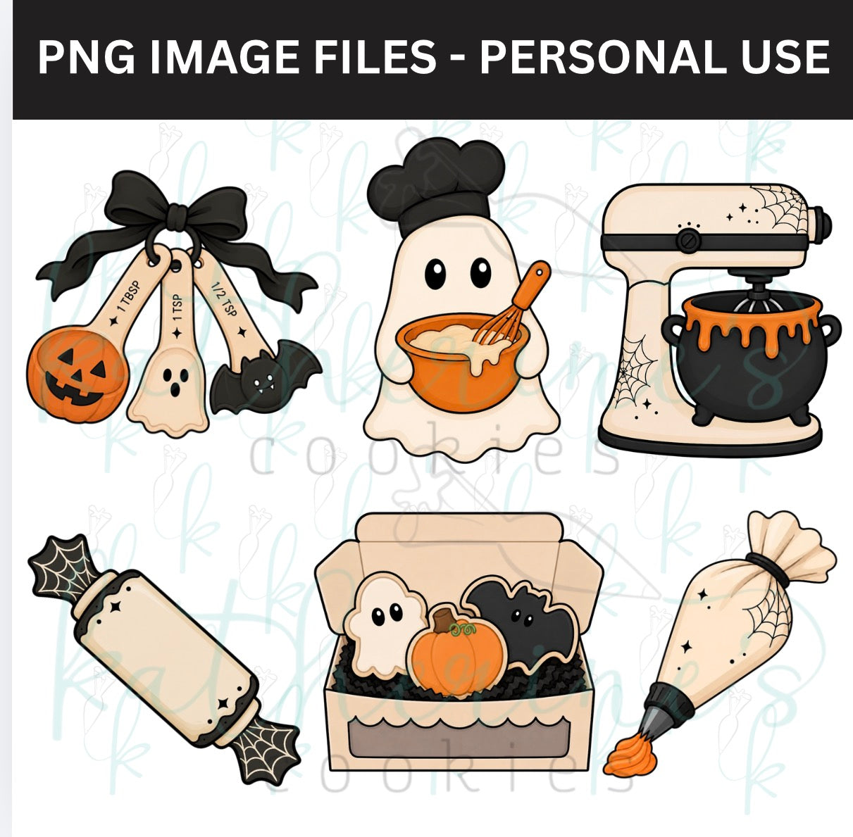 Spooky Bakery PNG Images - set of 6 images