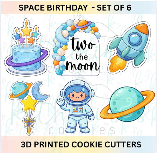 Space Birthday- Set of 6 3D Printed Cookie Cutters