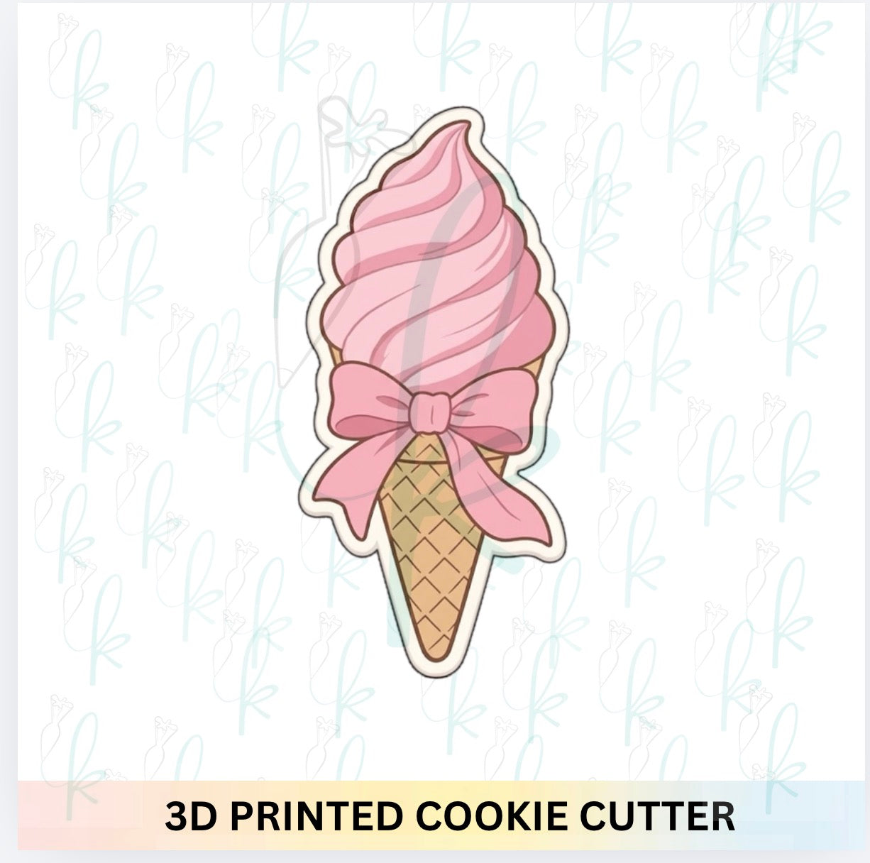Bow Ice Cream Cone Cookie Cutter