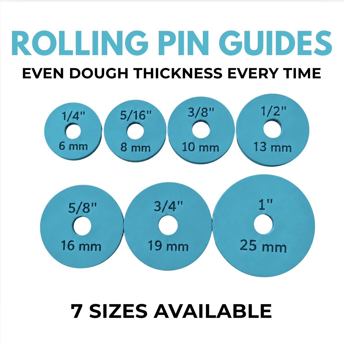 Rolling Pin Thickness Guides | 7 Sizes