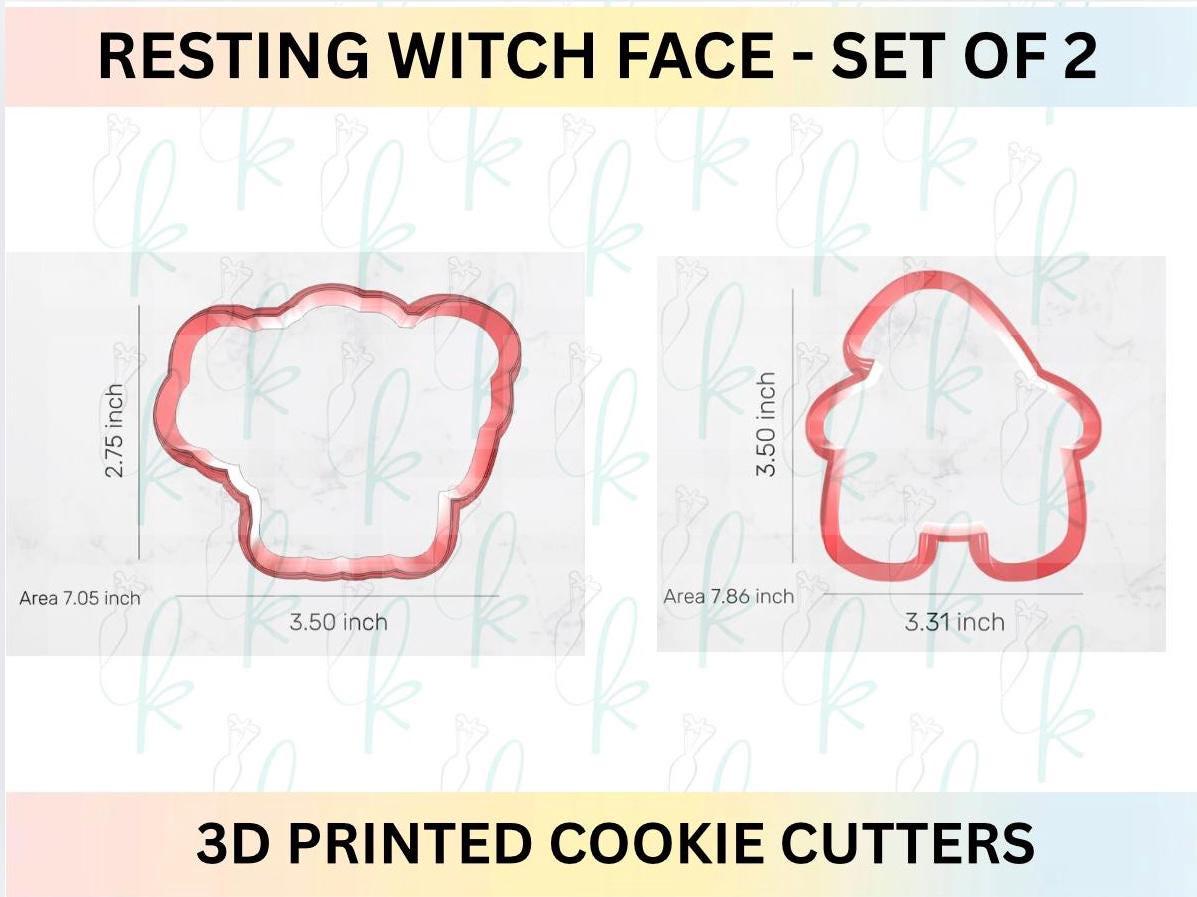 Resting Witch Face - Set of 2 Halloween 3D Printed Cookie Cutters