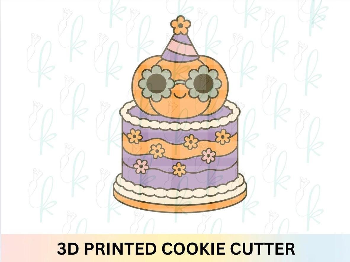 Retro Pumpkin Birthday Cake 3D Printed Cookie Cutter