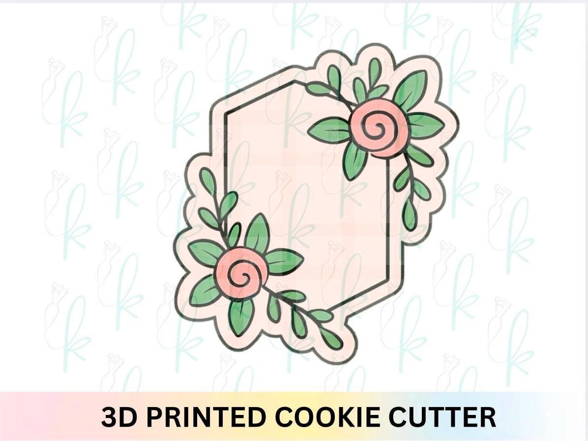 Floral Hexagon Plaque Cookie Cutter