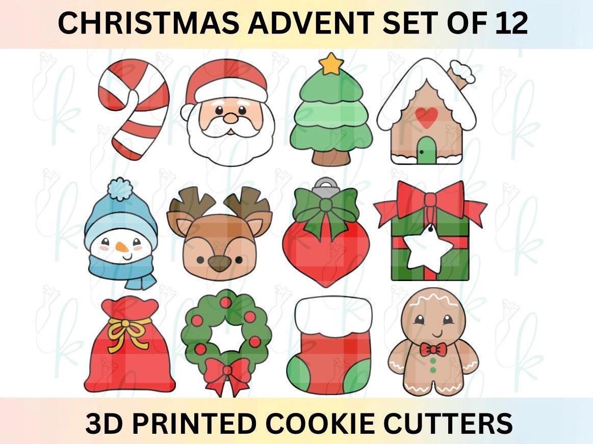 Christmas Advent Calendar - Set of 12 3D Printed Cookie Cutters