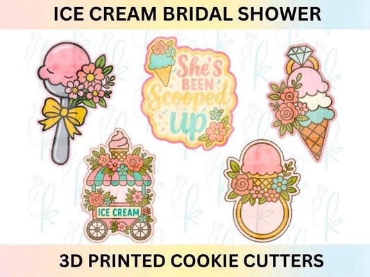 Ice Cream Bridal Shower Set of 5 Cookie Cutters