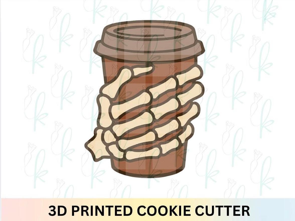 Death Before Decaf - Skeleton Hand Coffee Cup 3D Printed Cookie Cutter