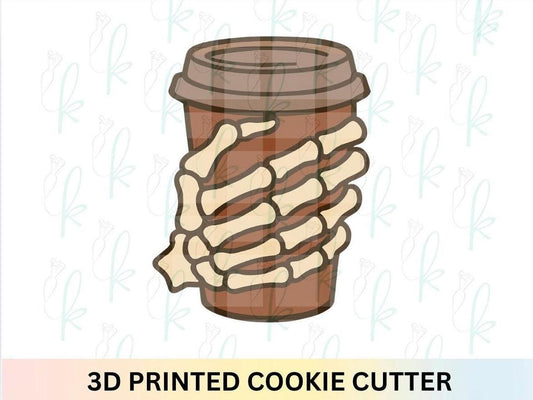 Death Before Decaf - Skeleton Hand Coffee Cup 3D Printed Cookie Cutter