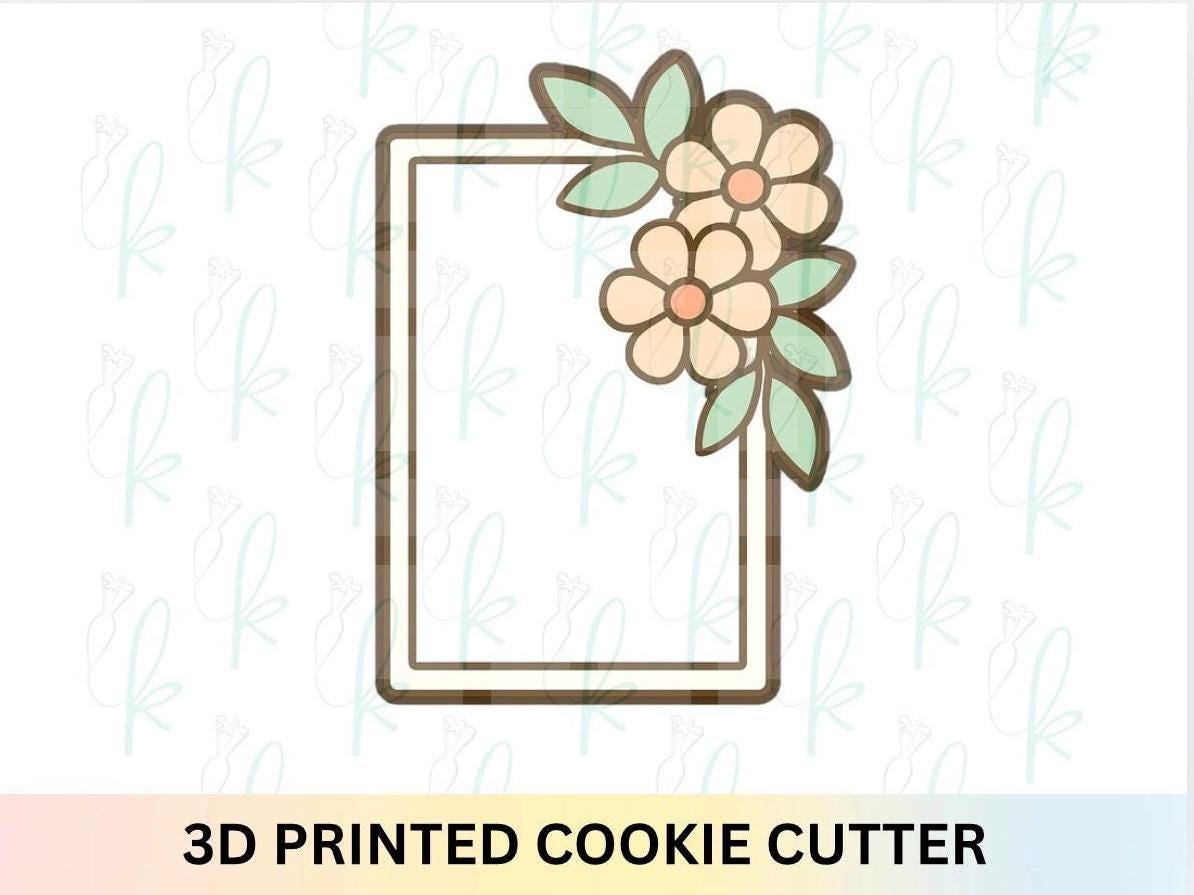 Floral Rectangle Frame Plaque Cookie Cutter