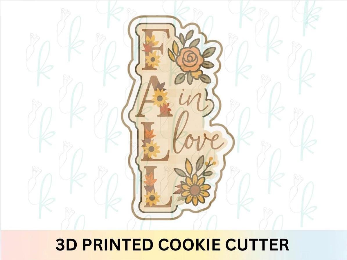 Fall In Love Plaque 3D Printed Cookie Cutter