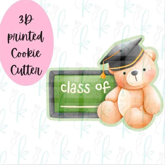 Teddy Bear Grad Plaque Cookie Cutter