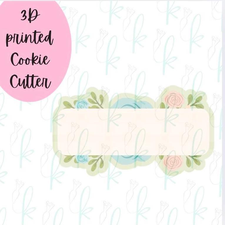 Skinny Modern Floral Plaque Cookie Cutter