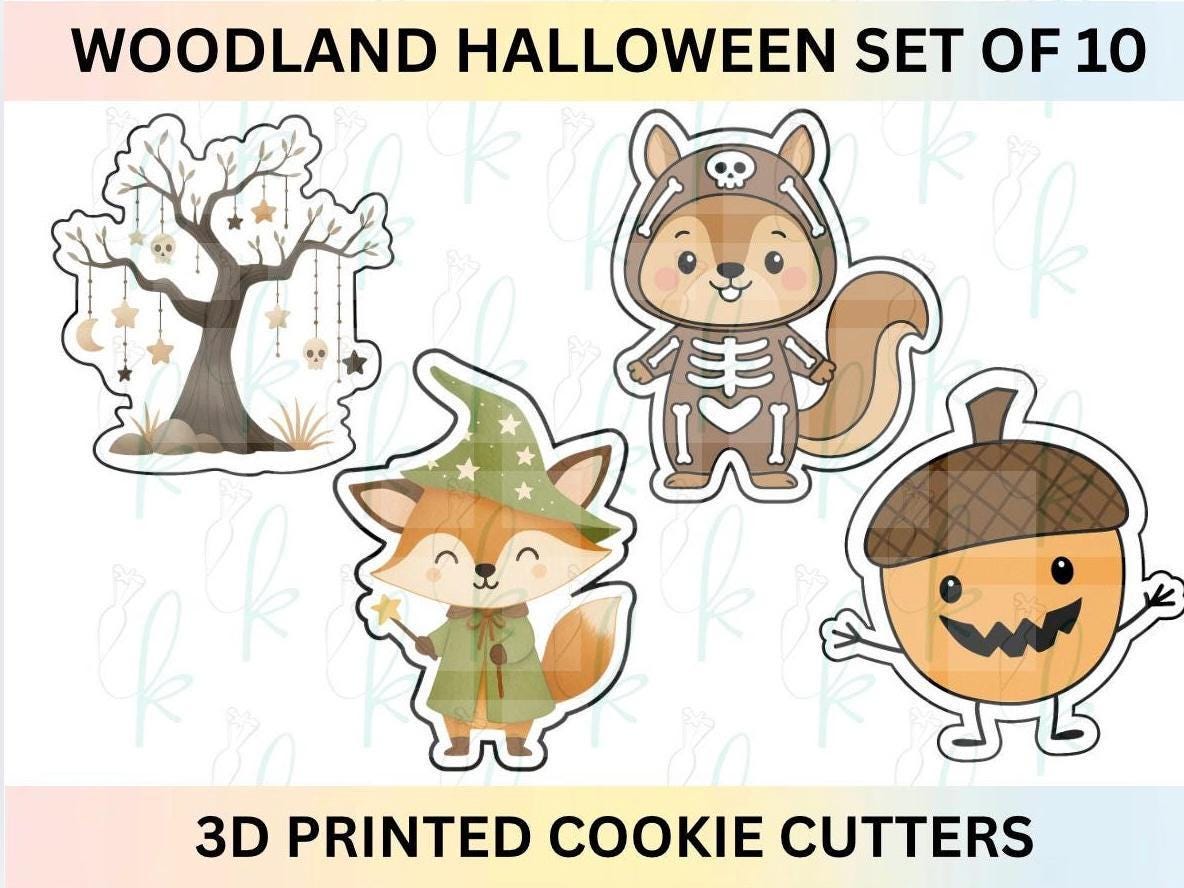 Woodland Halloween - Set of 10 3D Printed Cookie Cutters