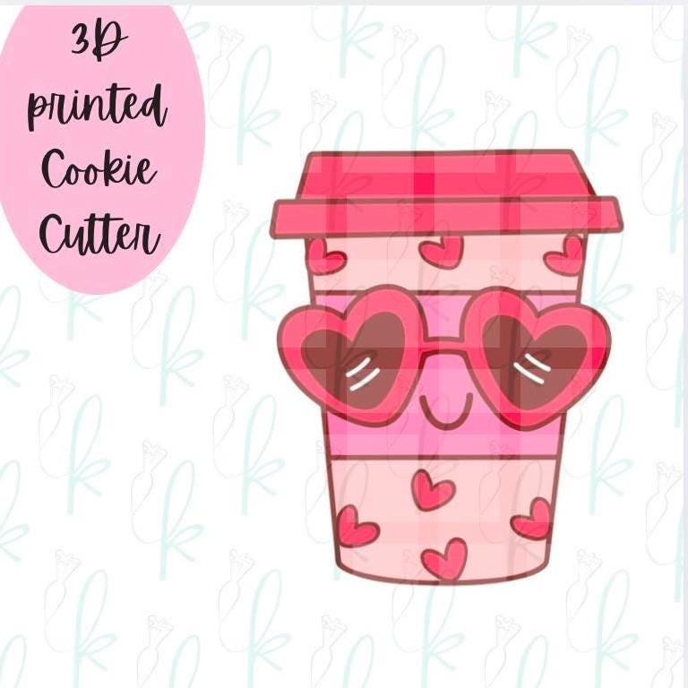 Heart Sunglasses Latte Cup Cookie Cutter