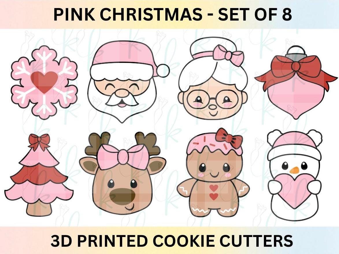 Pink Christmas - Set of 8 Cookie Cutters