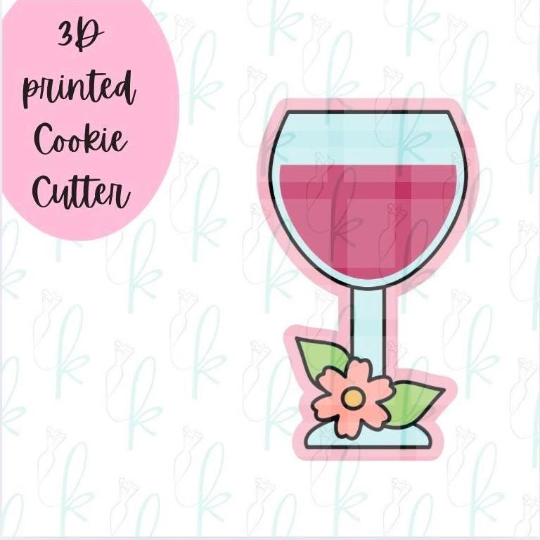 Floral Wine Glass Cookie Cutter