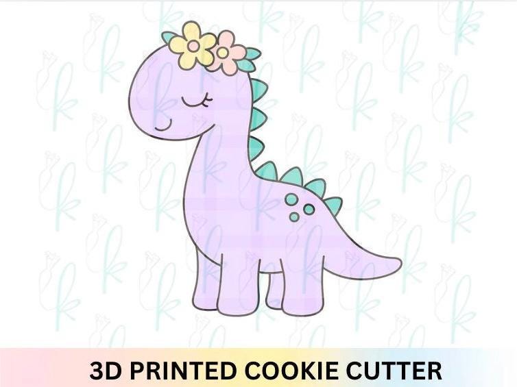 Girly Floral Dinosaur Cookie Cutter
