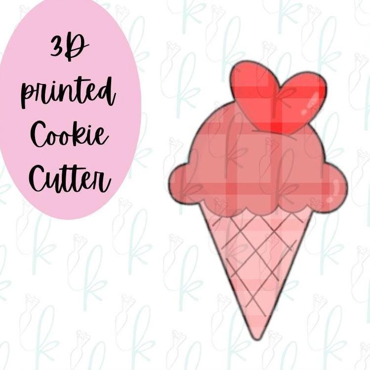 Valentine Ice Cream Cone Cookie Cutter