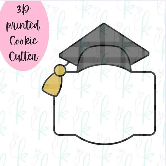 Grad Cap Wide Plaque Cookie Cutter