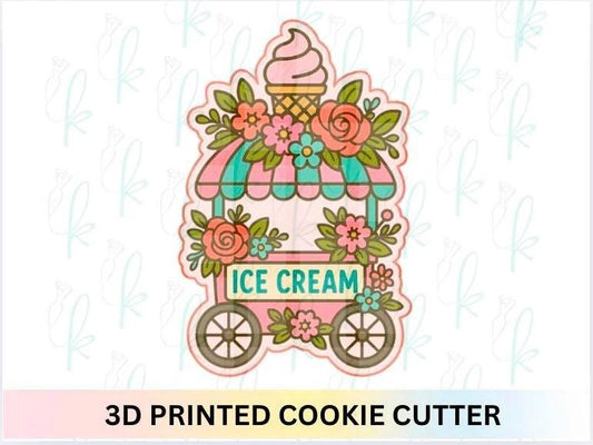 Floral Ice Cream Cart Cookie Cutter