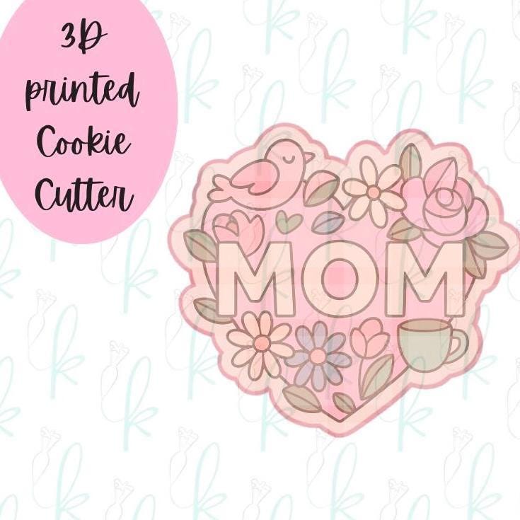 Mom Floral Heart Cookie Cutter