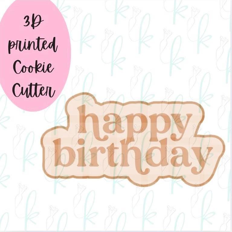 Retro Happy Birthday Cookie Cutter