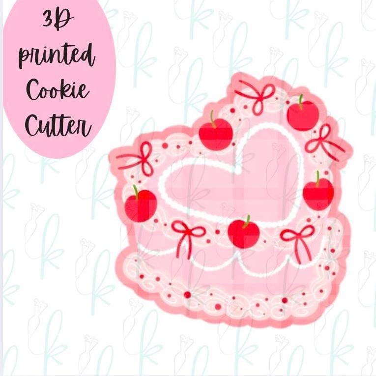 Vintage Cherry Heart Cake Cookie Cutter