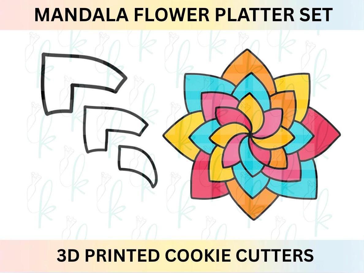 Mandala Flower Cookie Cutter Platter Set of 3